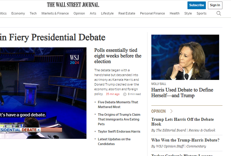 <b>The Wall Street Journal</b> - captura de pantalla