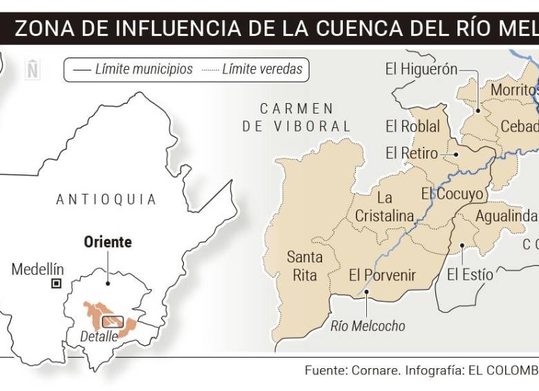Zona de influencia de la cuenca del río Melcocho. Gráfico: Departamento de Infografía.