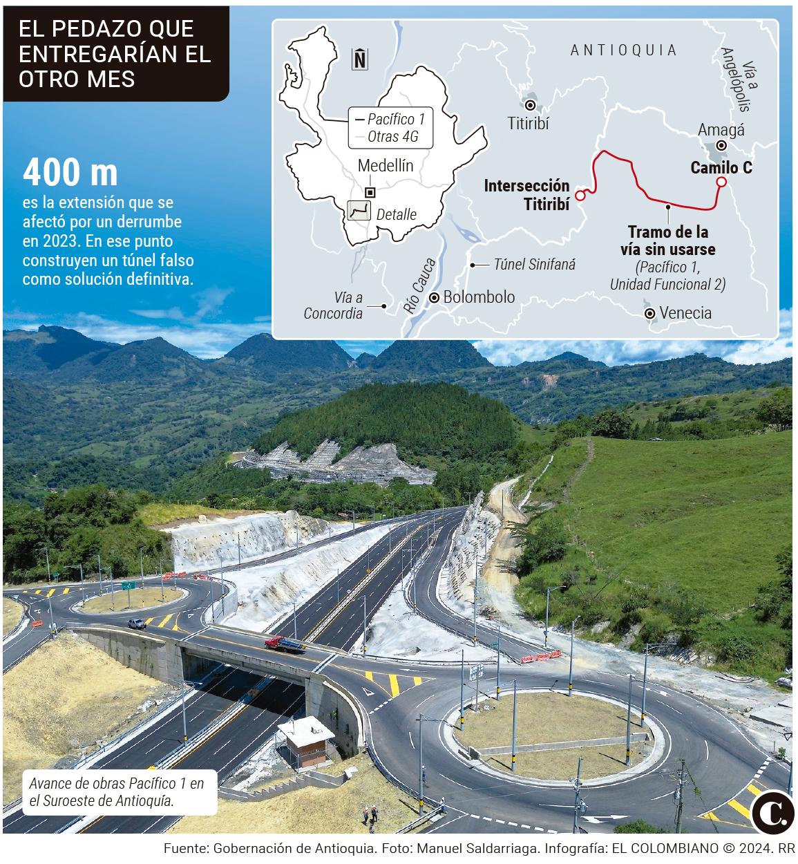 Tramo de 13 kilómetros de la vía 4G al Suroeste antioqueño quedará listo en octubre