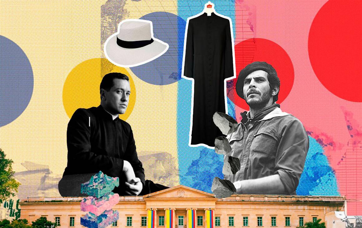 Un collage de imágenes con el sombrero de Carlos Pizarro, excomandante del M-19 y otros referentes de la historia nacional luego del debate que se generó tras su “homenaje”. Fotos: Colprensa