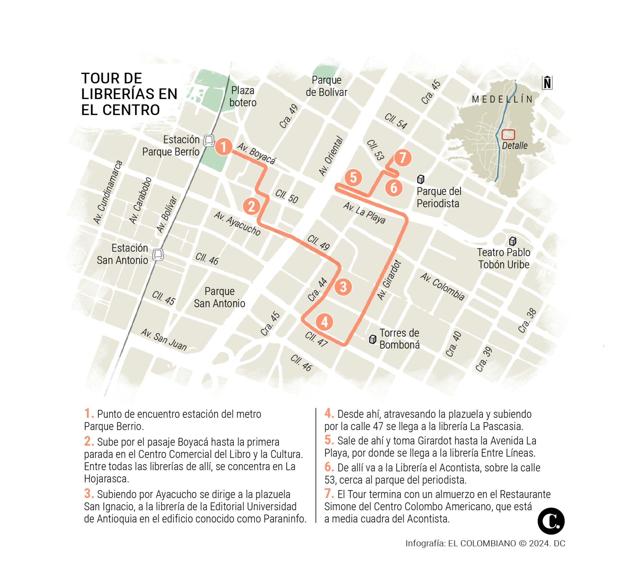 Los libros tienen un tour en el centro de Medellín