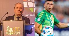 El presidente de la Asociación Colombiana de Periodistas Deportivos (ACORD), Faiver Hoyos Hernández, solicitó a la FCF que se pronuncie ante la Conmebol, AFA y FIFA sobre la actitud agresiva del arquero argentino Emiliano “Dibu” Martínez. FOTO: CORTESÍA PRESIDENTE ACORD | AFP 