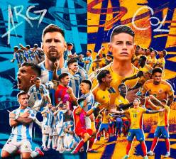 Así promociona la Conmebol la final de la Copa América que se disputa en Estados Unidos y que disputarán Colombia y Argentina. FOTO: Tomada de X @CopaAmerica