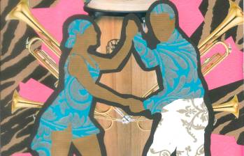 Obra Pareja de salseros, 2015. Collage de Mario Tachack Art.