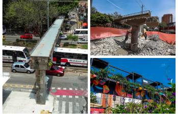 Hace un par de semanas se reanudó el desmonte de los puentes peatonales obsoletos con el desmantelamiento de los que estaban ubicados en Coltabaco, Cristo Rey y en el Politécnico. FOTOS MANUEL SALDARRIAGA