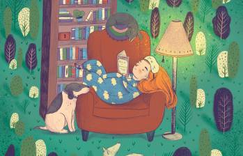 Ilustración de Valentina Toro / Título: Lectura en compañía. / Técnica: Dibujo digital.