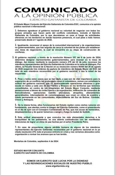 ¿Condicionan el diálogo? Clan del Golfo dice que operaciones contra sus miembros llevarían a “grave crisis” el proceso con el Gobierno