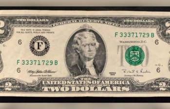 Billete de dos dólares del año 1995. Foto: X @meliripe1