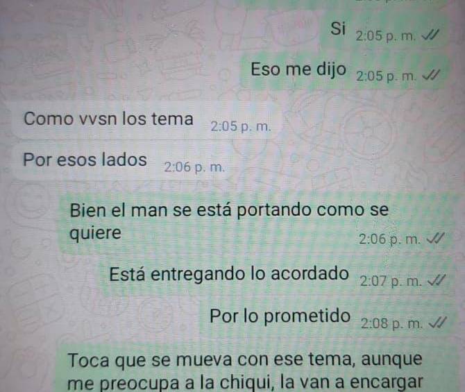 Imagen del chat entre Osvaldo Álvarez y Reinaldo Escudero.