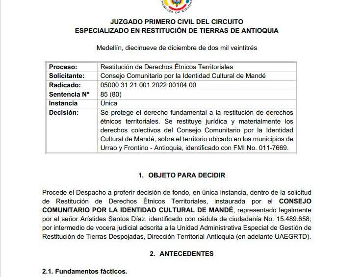 Mandé: la comunidad negra de Urrao que después de la guerra se resiste al olvido