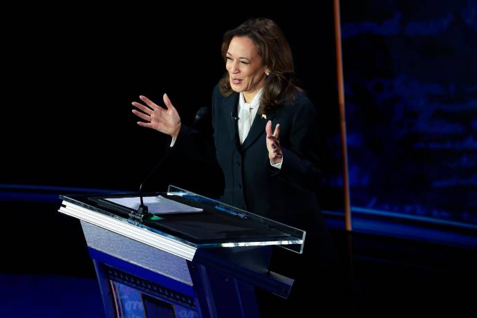 Kamala Harris intentó provocar a Donald Trump, logrando incomodarlo y generar una notable molestia. Foto: GETTY