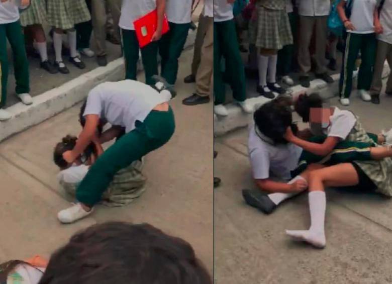 Las imágenes corresponden a los casos de altercados entre estudiantes registrados en Medellín y Rionegro. En uno de estos hechos se presentó ataque con armas blancas. FOTO CORTESÍA