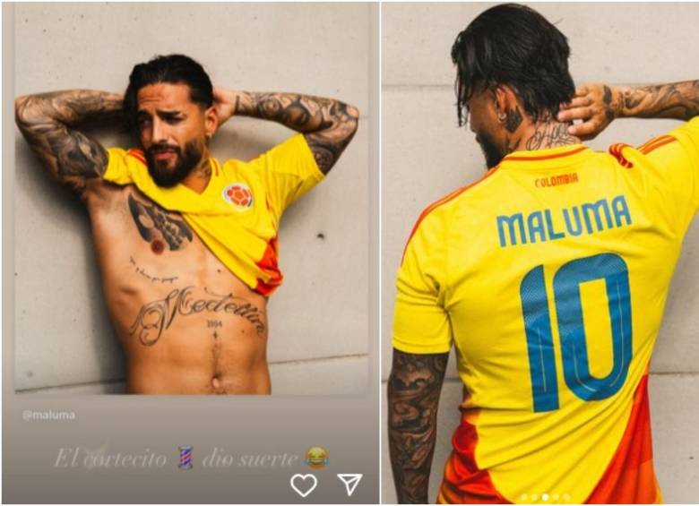 Maluma con la camiseta de la Selección Colombia. FOTO: CAPTURA REDES SOCIALES MALUMA