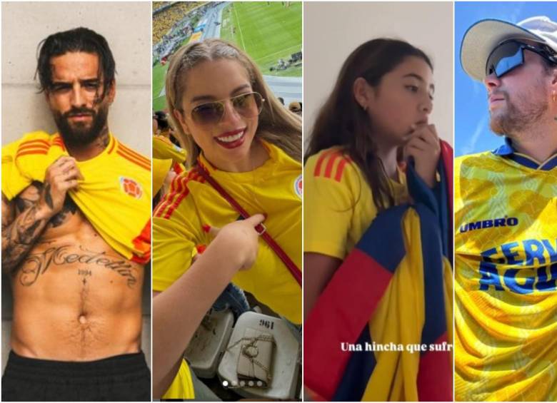 Algunas personalidades famosas del país mostraron su apoyo a la Selección Colombia por medio de sus redes sociales. FOTO: CAPTURA REDES SOCIALES MALUMA, ORNELLA, DANIELA OSPINA Y PISO 21