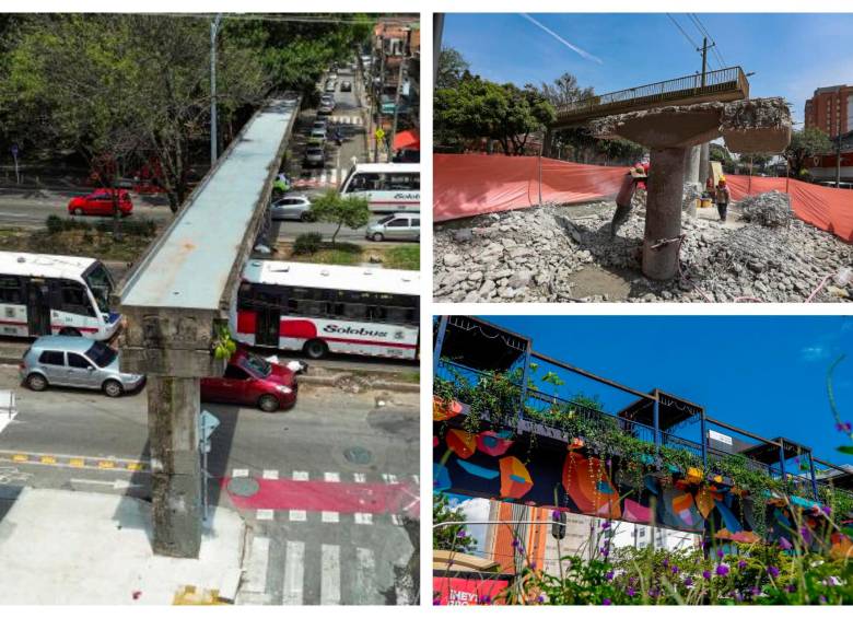 Hace un par de semanas se reanudó el desmonte de los puentes peatonales obsoletos con el desmantelamiento de los que estaban ubicados en Coltabaco, Cristo Rey y en el Politécnico. FOTOS MANUEL SALDARRIAGA