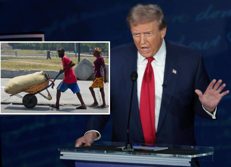 El republicano y expresidente Donald Trump aseguró que los migrantes haitianos se comen los perros, gatos y patos de los demás habitantes en Springfield, Ohio. FOTO: GETTY Y AFP